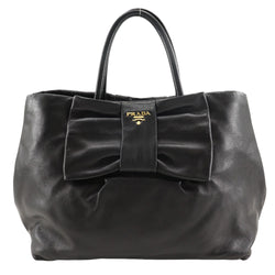 【PRADA】プラダ
 リボントート トートバッグ
 BN1601 ラムスキン NERO 黒 リボン 手提げ A5 マグネットタイプ Ribbon tote レディース