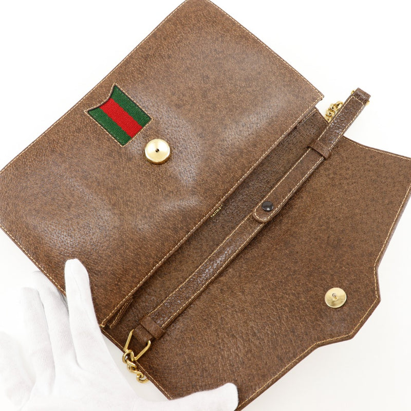 [GUCCI] Gucci 
 Old Gucci Shoulder Bag
 Sherry line 2WAY clutch PVC Brown Shoulder 2WAY A5 Snap button OLD GUCCI Ladies