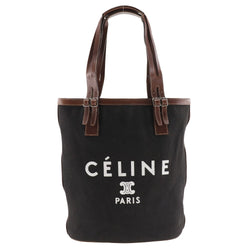 [Celine] Celine Logo Bag Bag Canvas Stick Black Heart A4 Botón Snap Logotipo Damas B-Rank