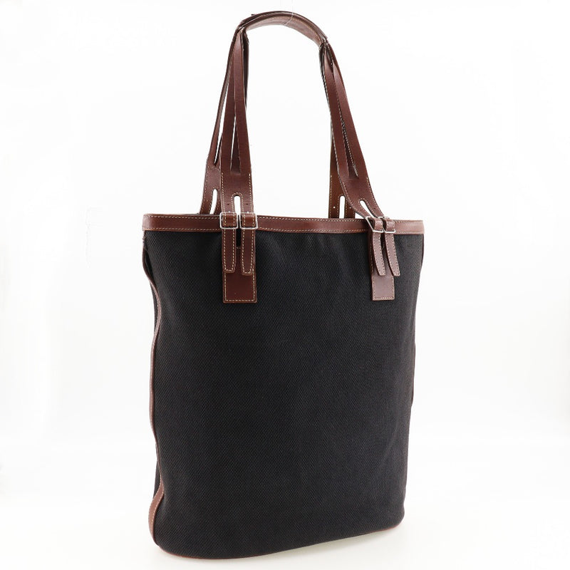 [Celine] Celine logo Tote Bag Canvas Black Shoulder A4 Snap button LOGO Ladies B-Rank