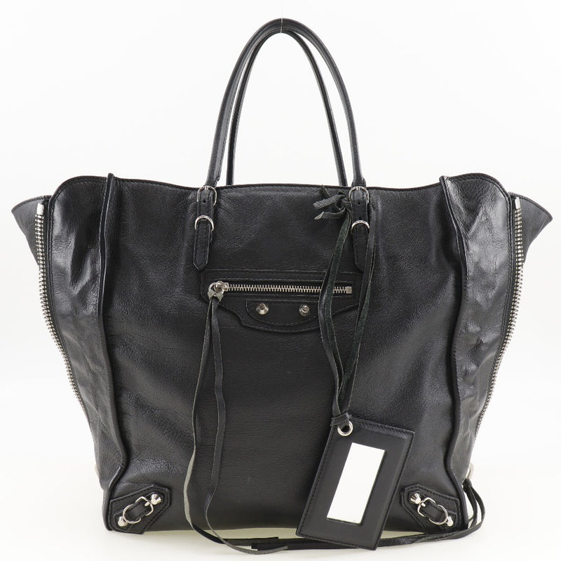 [Balenciaga] Balenciaga Paper Bag Tote Sac 255412 Calf Black Handscope A4 Sac en papier ouvert Mesdames