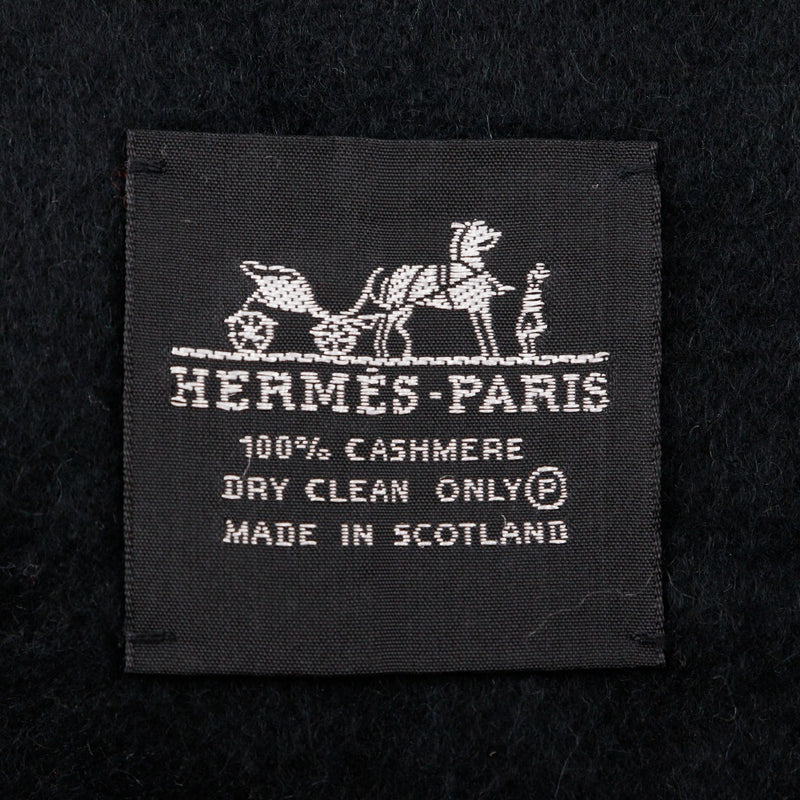 【HERMES】エルメス
 セリエ ロゴ ストール
 カシミヤ 黒 Serie logo ユニセックスAランク