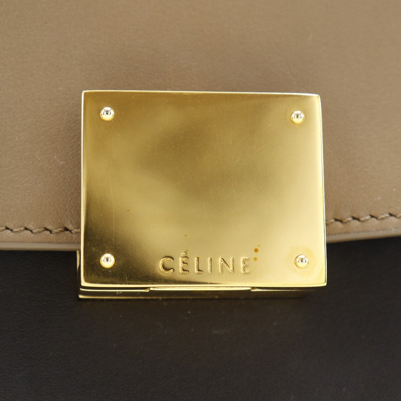 [Celine] Celine Traps Handbag 2WAY shoulder Calfskin Brown/Black shoulder handbag 2WAY A5 flap TRAPEZE Ladies