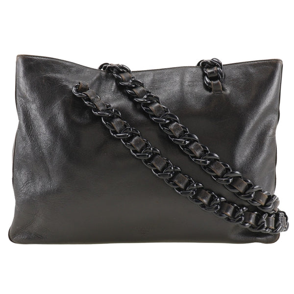 [PRADA]PRADA
 PlatStickyChain Shoulder Bag
 Calfskin NERO Black Shoulder A5 Open Plastic Chain Ladies