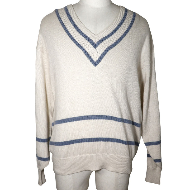 [Dior] Christian Dior 
 Sports sweater 
 V neck cotton white sports men's A-rank