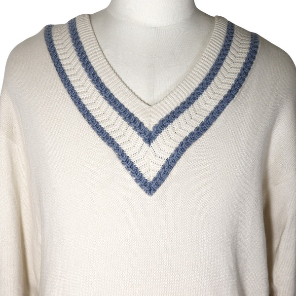 [DIOR] Christian Dior Sports Sweater v Neck Cotton White Sports Men 's A-Rank