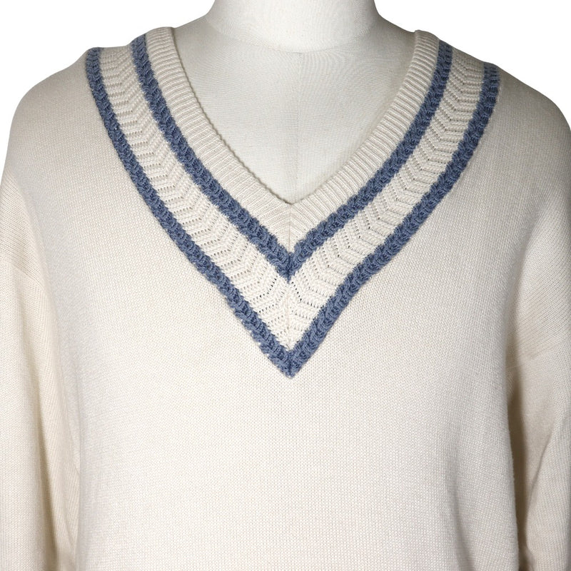 [Dior] Christian Dior 
 Sports sweater 
 V neck cotton white sports men's A-rank