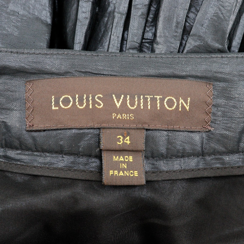 [Louis Vuitton]LOUIS VUITTON
 Pleated Skirt 
 Polyester x Silk Black PLEATED Ladies