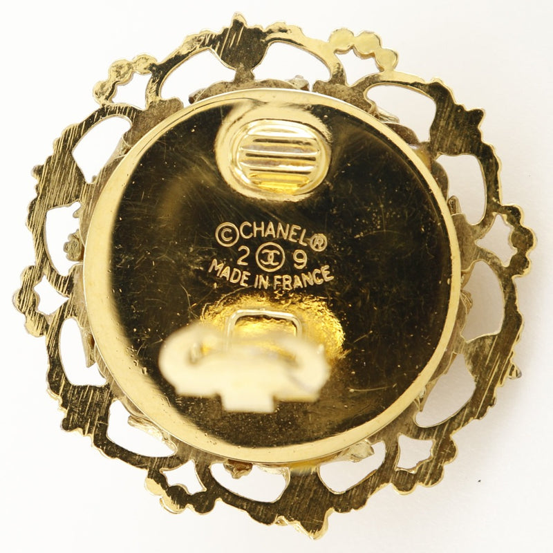 [CHANEL] Chanel COCO Mark Earring Vintage Plated Gold× fake pearl 29 engraved about 31.5g COCO Mark Ladies A-Rank