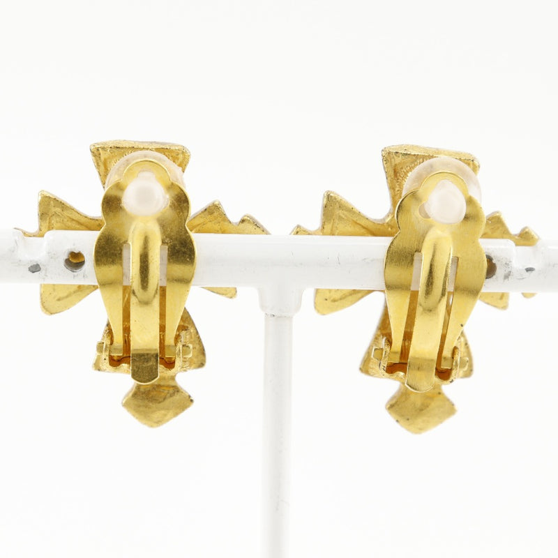 [CHANEL] Chanel COCO Mark Cross Earring Vintage Plated Gold 94p engraved cross about 12.5g Coco Mark Cross Ladies