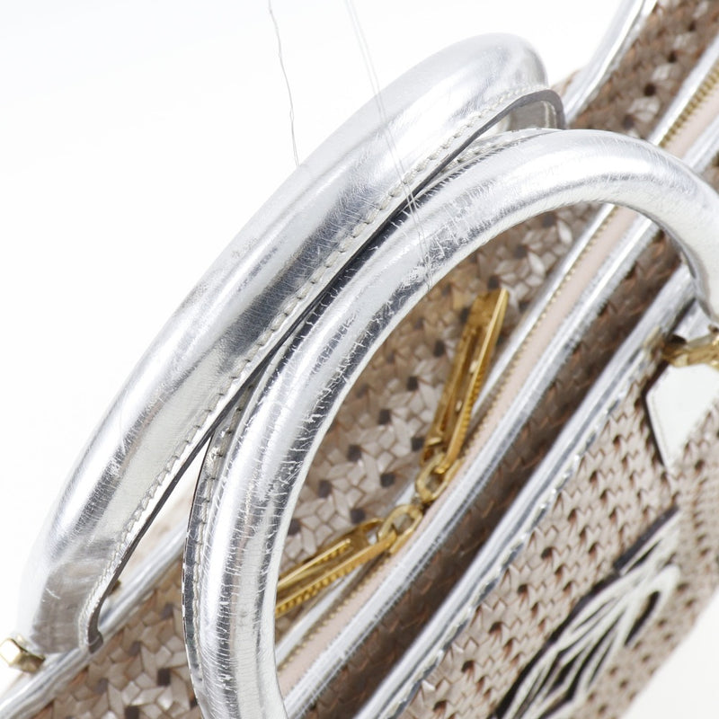 [Loewe] Loewe 
 Amazona手提包 
 编织的皮革X金属金色拉链亚马逊女士B级