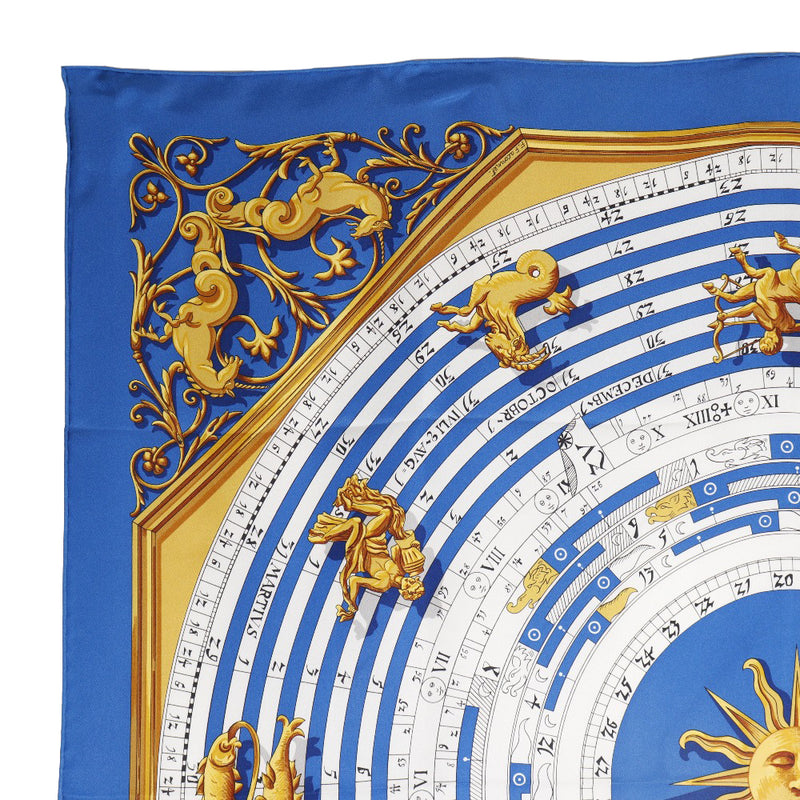 [HERMES] Hermes 
 Carre 90 scarf 
 Constellation Horoscope Silk Blue/White/Yellow Carre90 Ladies A Rank
