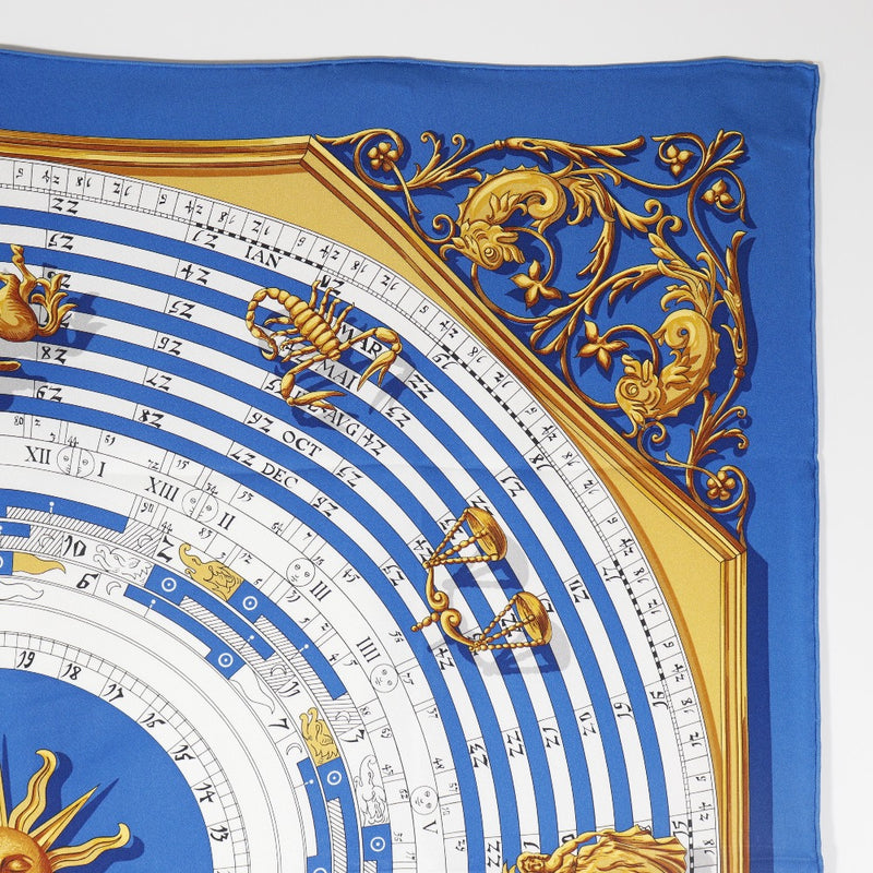 [HERMES] Hermes 
 Carre 90 scarf 
 Constellation Horoscope Silk Blue/White/Yellow Carre90 Ladies A Rank