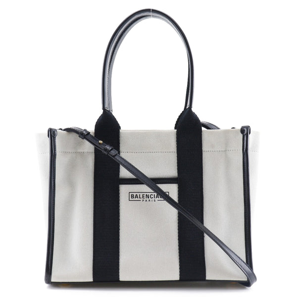 [BALENCIAGA] Balenciaga 
 Hardware tote bag 
 Small 2WAY shoulder 671402 Canvas Black/White Diagonal hanging handbag 2WAY Open HARDWARE Ladies
