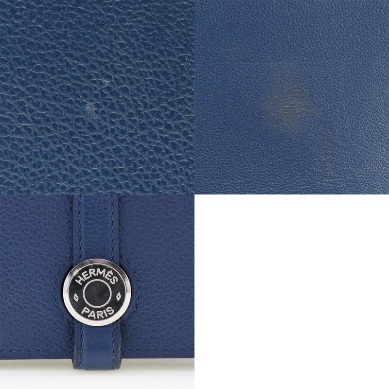 HERMES】エルメス ドゴン デュオ 長財布 カーフ 紺/シルバー金具 D刻印 