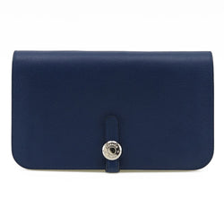 HERMES】エルメス ドゴン デュオ 長財布 カーフ 紺/シルバー金具 D刻印  