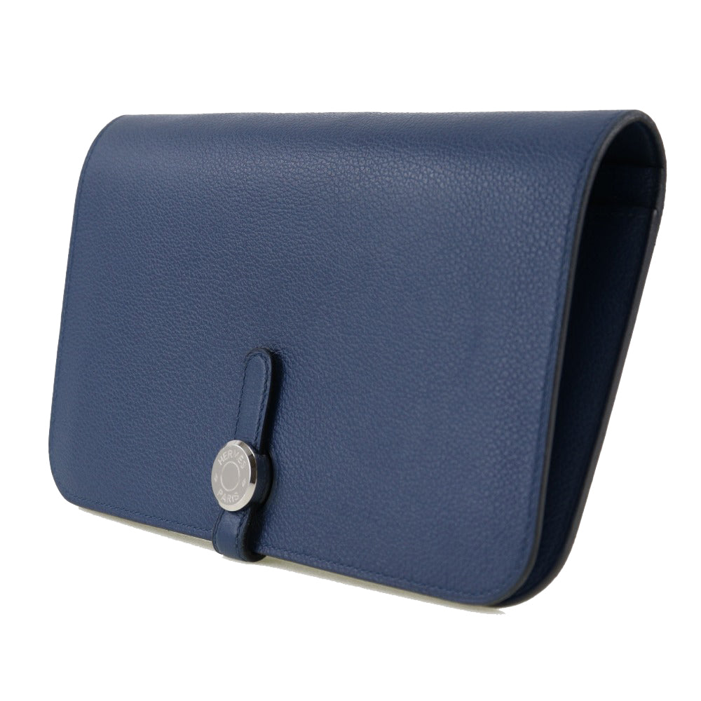 HERMES】エルメス ドゴン デュオ 長財布 カーフ 紺/シルバー金具 D刻印 