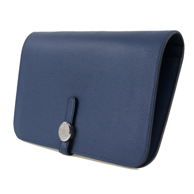 HERMES】エルメス ドゴン デュオ 長財布 カーフ 紺/シルバー金具 D刻印 
