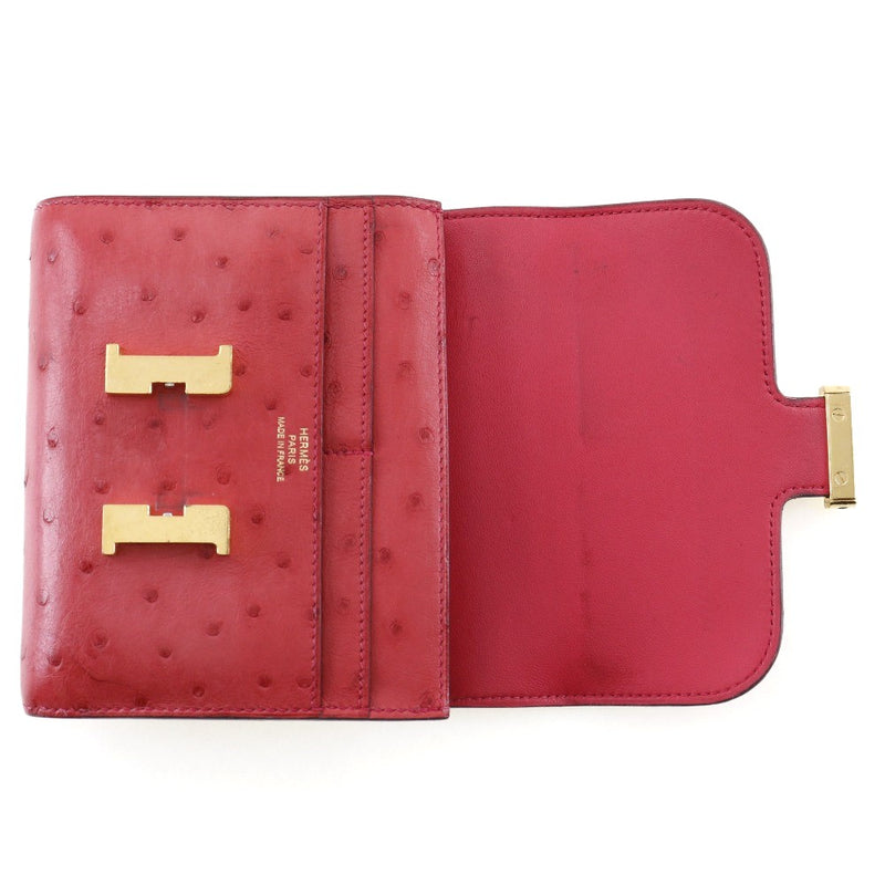 [HERMES] Hermes 
 Constance compact coin case 
 Oustric Red/Gold Bracket A engraved flap COMPACT Ladies