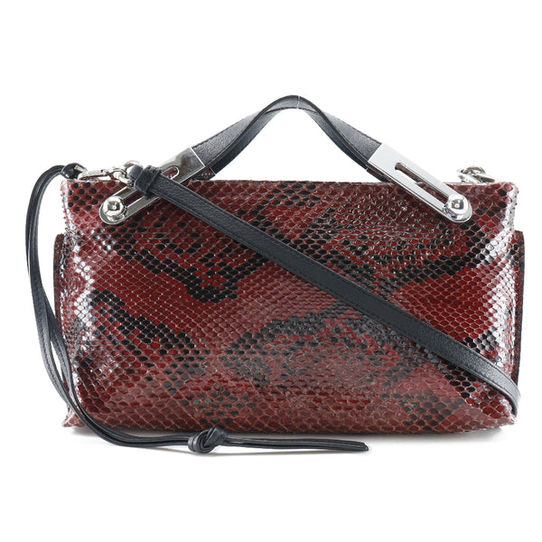 [LOEWE] Loewe 
 Missies Mall handbag 
 3WAY Python x Calf Red/Black diagonal hanging handbag 2WAY fastener Missie Mall Ladies A-Rank