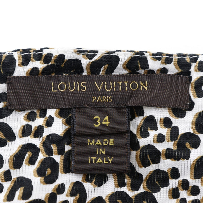 [Louis Vuitton] Louis Vuitton 
 Falda 
 Leopard Ribbon Cotton Black/White/Tea Ladies A+Rank