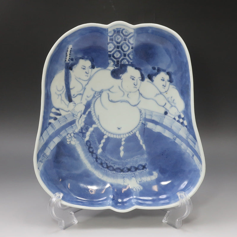 【Imari】伊万里焼 古伊万里 力士図 軍配形 皿 骨董品