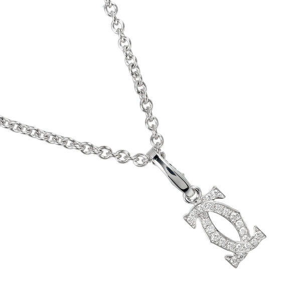 【CARTIER】カルティエ
 2C チァーム ネックレス
 K18ホワイトゴールド×ダイヤモンド 約10.37g 2C Charm レディースAランク