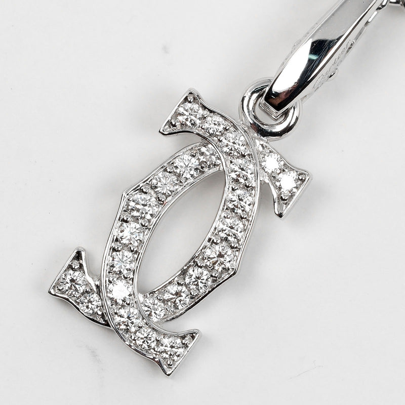 【CARTIER】カルティエ
 2C チァーム ネックレス
 K18ホワイトゴールド×ダイヤモンド 約10.37g 2C Charm レディースAランク