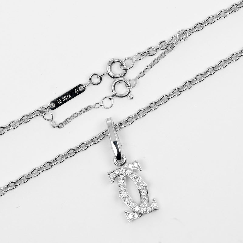 【CARTIER】カルティエ
 2C チァーム ネックレス
 K18ホワイトゴールド×ダイヤモンド 約10.37g 2C Charm レディースAランク