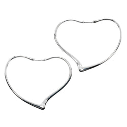 [Tiffany & co.] Tiffany Coeur ouvert de grandes boucles d'oreilles cerceaux argent 925 environ 9,4 g de coeur ouvert grand cerceau mesdames un rang