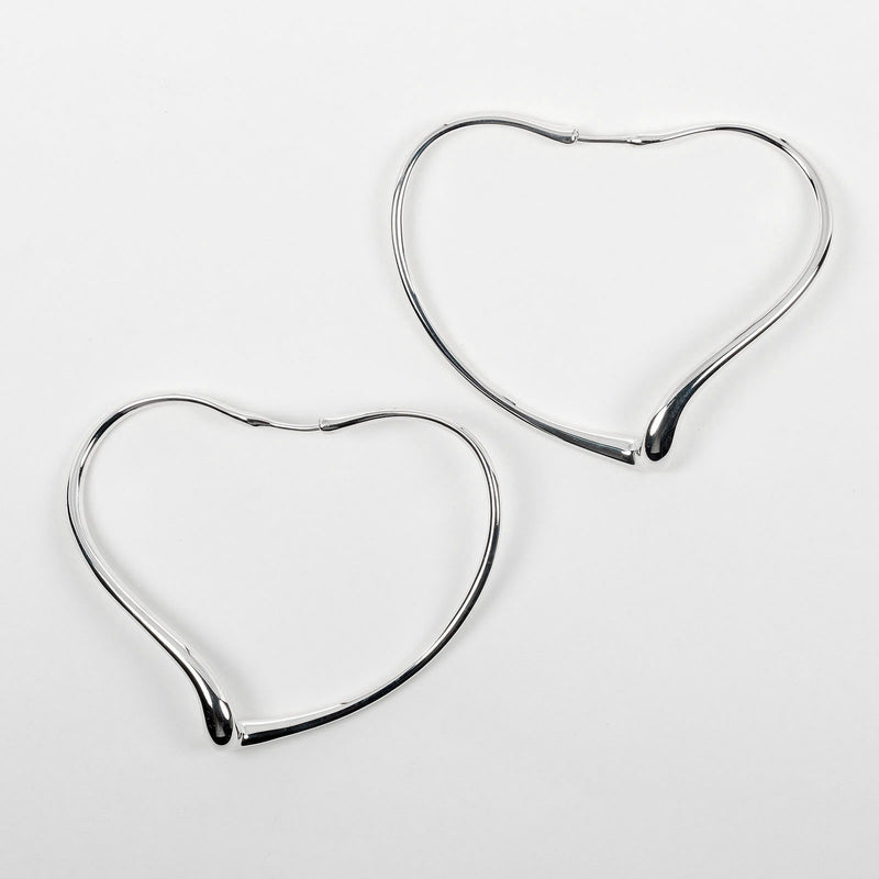 [Tiffany & co.] Tiffany Coeur ouvert de grandes boucles d'oreilles cerceaux argent 925 environ 9,4 g de coeur ouvert grand cerceau mesdames un rang