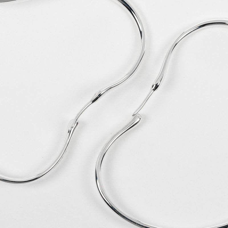 [Tiffany & co.] Tiffany Coeur ouvert de grandes boucles d'oreilles cerceaux argent 925 environ 9,4 g de coeur ouvert grand cerceau mesdames un rang