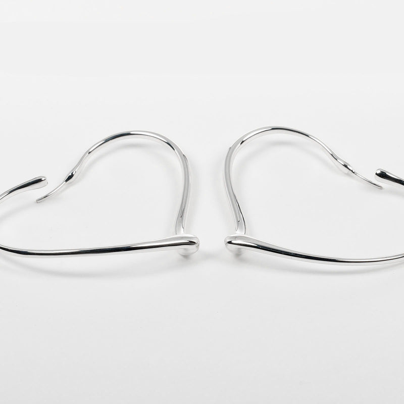 [Tiffany & co.] Tiffany Coeur ouvert de grandes boucles d'oreilles cerceaux argent 925 environ 9,4 g de coeur ouvert grand cerceau mesdames un rang