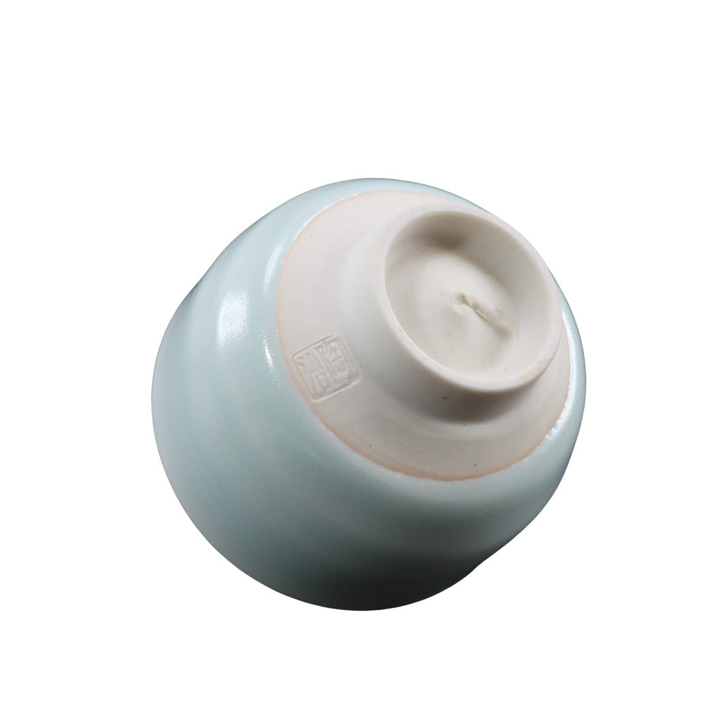 作家物 深見陶治 青白磁 盃 ぐい呑 酒器 青瓷 青磁 白磁 共箱