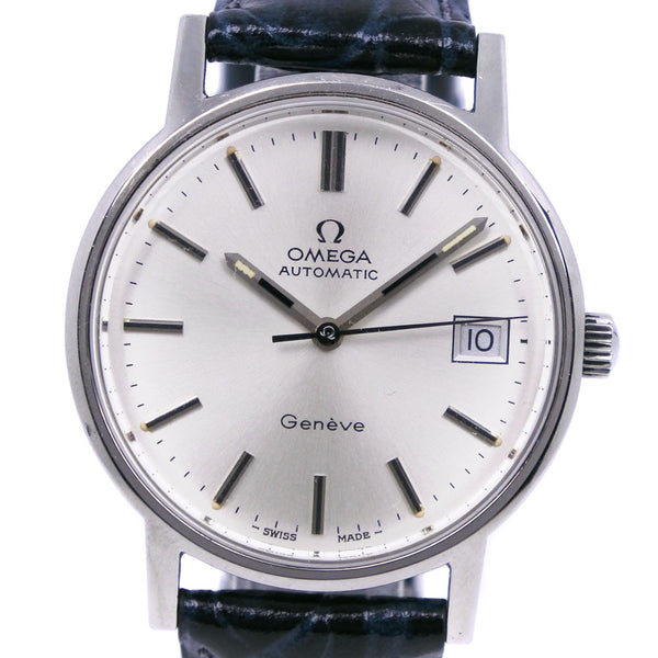 [Omega] Omega 
 Reloj de Ginebra 
 Cal.1012 acero inoxidable x cuero negro conenjado automático siltre dial Ginebra Men