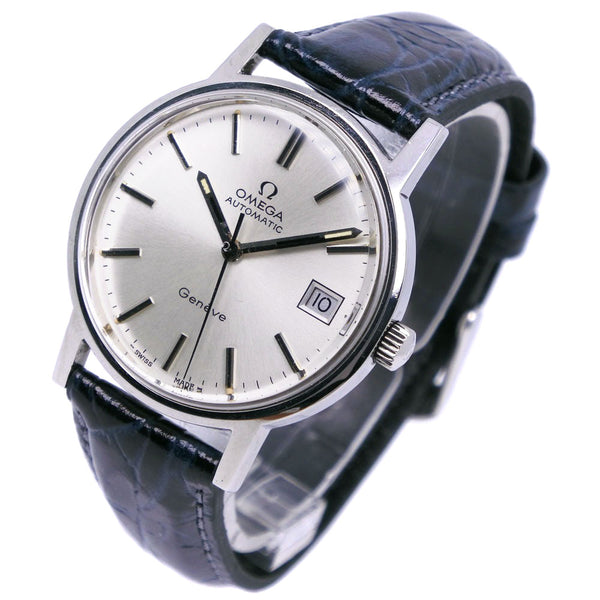 【OMEGA】オメガ
 ジュネーブ 腕時計
 cal.1012 ステンレススチール×レザー 黒 自動巻き シルバー文字盤 Geneva メンズ