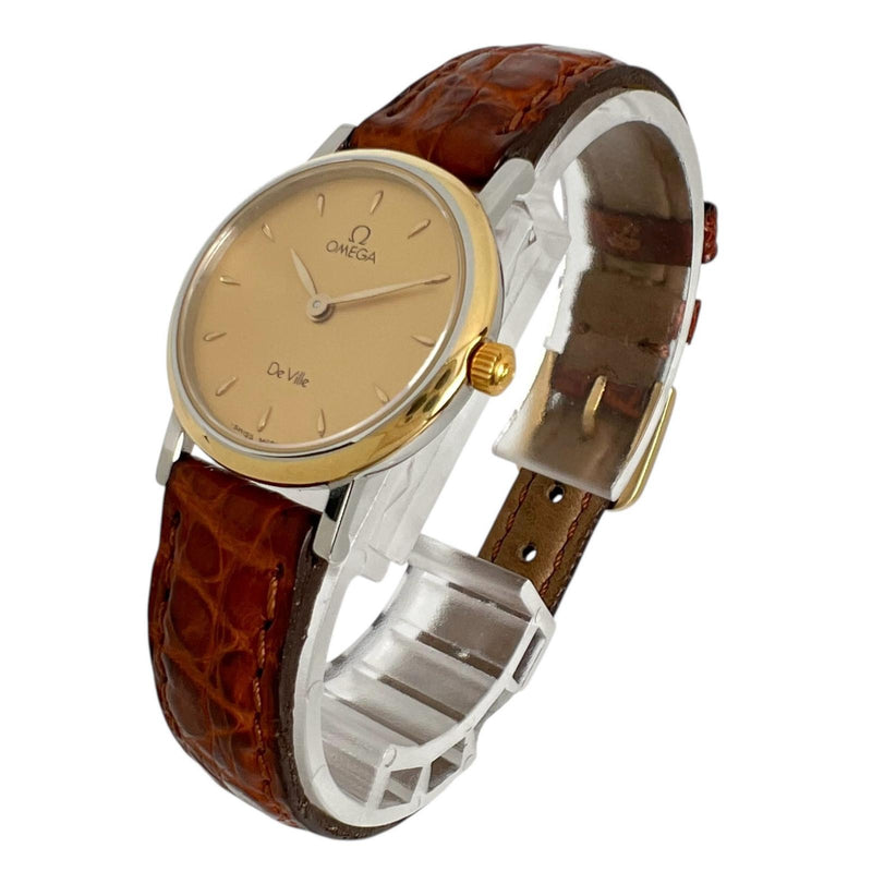 [OMEGA] Omega 
 reloj del diablo 
 Acero inoxidable Cuarzo Pantalla analógica Esfera dorada De Ville Ladies A-Rank