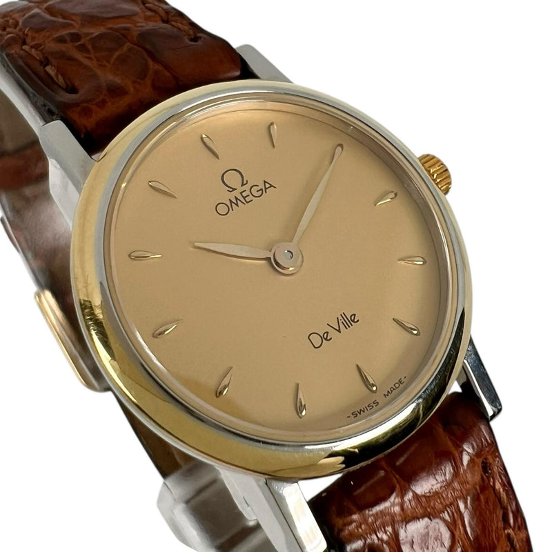 [OMEGA] Omega 
 reloj del diablo 
 Acero inoxidable Cuarzo Pantalla analógica Esfera dorada De Ville Ladies A-Rank