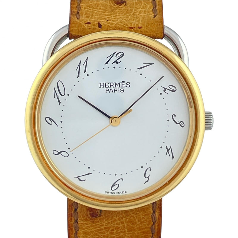 [HERMES] Hermes 
 Arceau reloj de pulsera 
 Acero inoxidable x Cuarzo de avestruz Pantalla analógica Esfera blanca Arceau Unisex Rango A