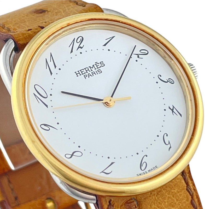 [HERMES] Hermes 
 Arceau reloj de pulsera 
 Acero inoxidable x Cuarzo de avestruz Pantalla analógica Esfera blanca Arceau Unisex Rango A