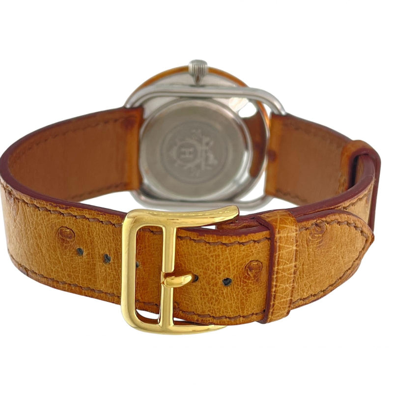 [HERMES] Hermes 
 Arceau reloj de pulsera 
 Acero inoxidable x Cuarzo de avestruz Pantalla analógica Esfera blanca Arceau Unisex Rango A