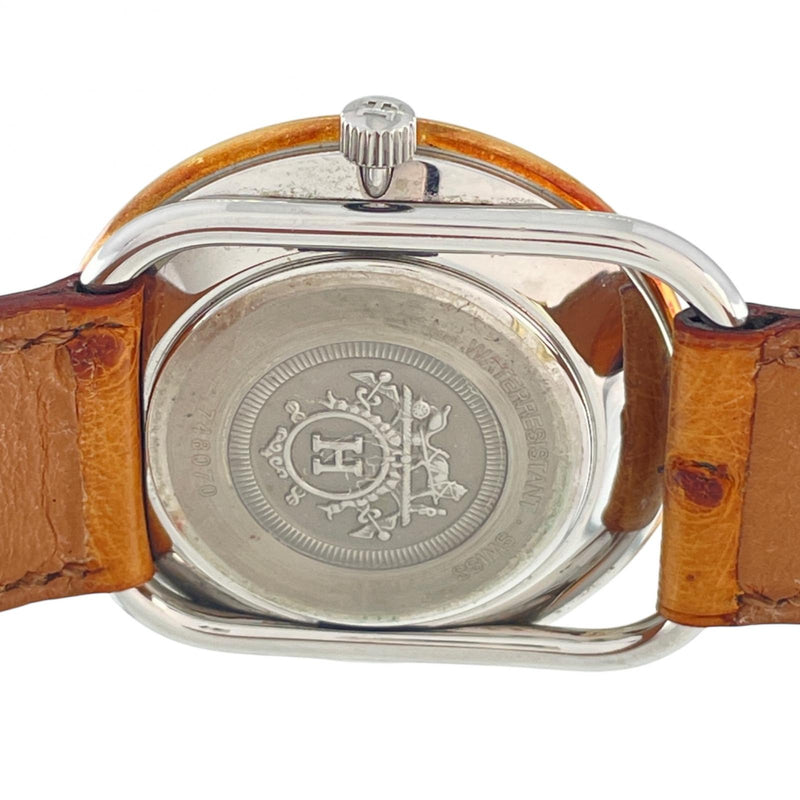 [HERMES] Hermes 
 Arceau reloj de pulsera 
 Acero inoxidable x Cuarzo de avestruz Pantalla analógica Esfera blanca Arceau Unisex Rango A