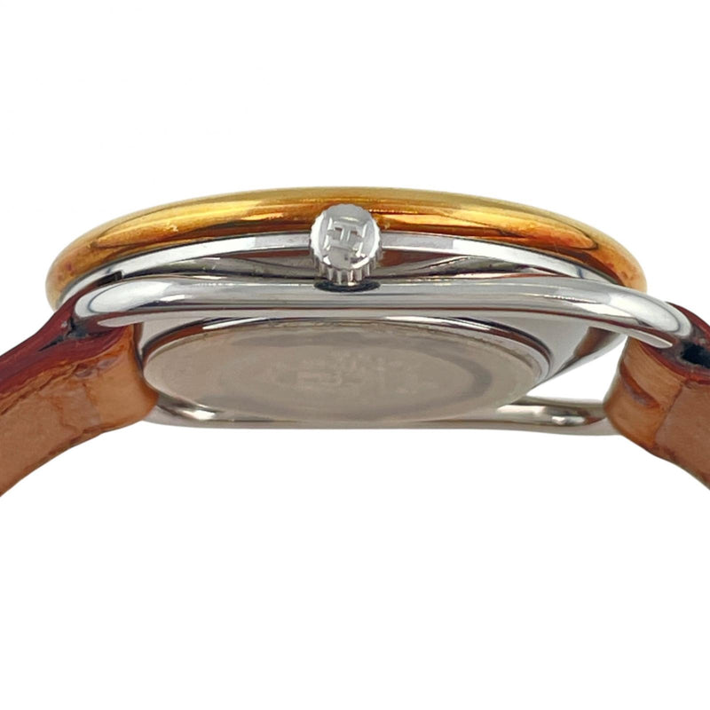 [HERMES] Hermes 
 Arceau reloj de pulsera 
 Acero inoxidable x Cuarzo de avestruz Pantalla analógica Esfera blanca Arceau Unisex Rango A