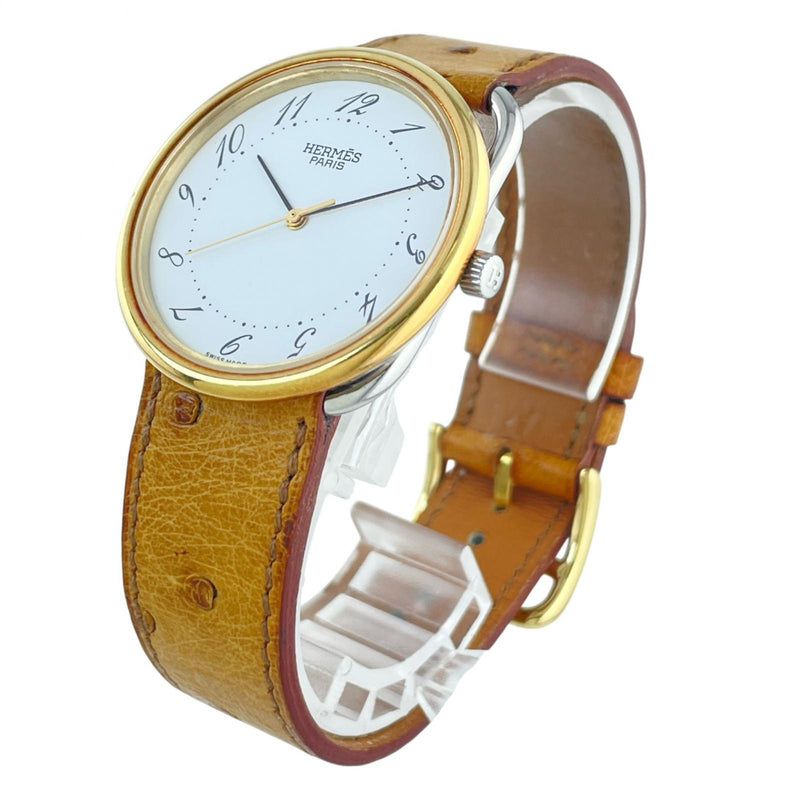 [HERMES] Hermes 
 Arceau reloj de pulsera 
 Acero inoxidable x Cuarzo de avestruz Pantalla analógica Esfera blanca Arceau Unisex Rango A