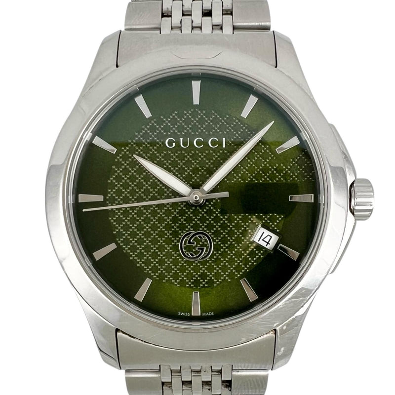 [GUCCI] Gucci 
 G reloj atemporal 
 YA126.4 Pantalla analógica de cuarzo de acero inoxidable Esfera verde G atemporal para hombre