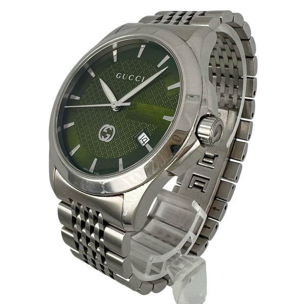 [GUCCI] Gucci 
 G reloj atemporal 
 YA126.4 Pantalla analógica de cuarzo de acero inoxidable Esfera verde G atemporal para hombre