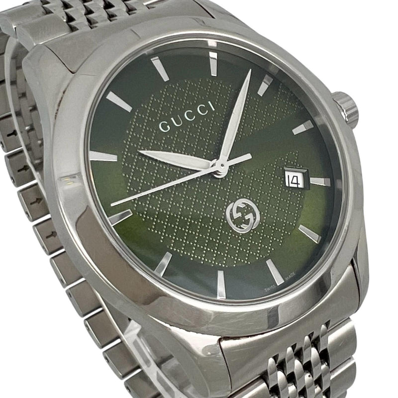 [GUCCI] Gucci 
 G reloj atemporal 
 YA126.4 Pantalla analógica de cuarzo de acero inoxidable Esfera verde G atemporal para hombre