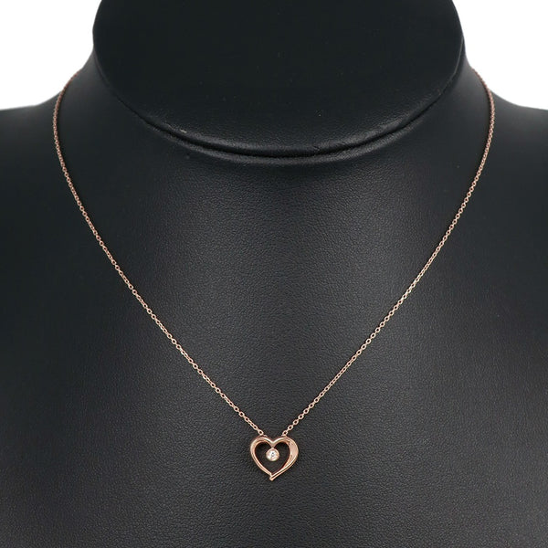 【STAR JEWELRY】スタージュエリー
 ハート ネックレス
 1Pダイヤ K10ピンクゴールド×ダイヤモンド 0.01刻印 ハート 約1.9g heart レディースAランク