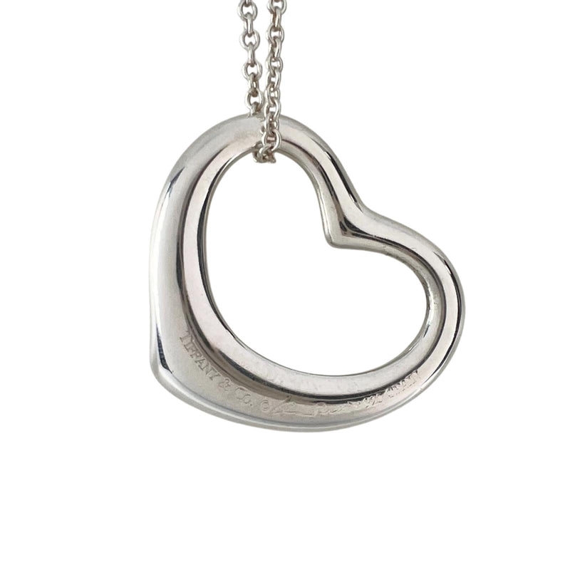 [티파니앤코]TIFFANY&Co.
 오픈 하트 미디엄 네크리스 
 엘사 퍼레티 실버 925 10.4g 오픈하트 미디엄 여성용 A급