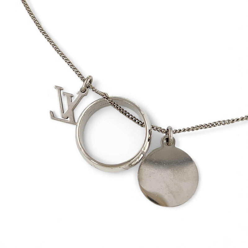 [루이비통]LOUIS VUITTON
 모노그램 링 목걸이 
 M62485 실버 DI0138 스탬프 약. 16.5g 모노그램 반지 남여공용